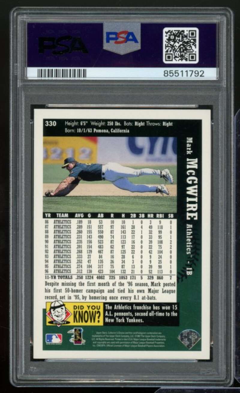 Mark McGwire Card 1997 Collector's Choice #330 PSA 6 Image 2