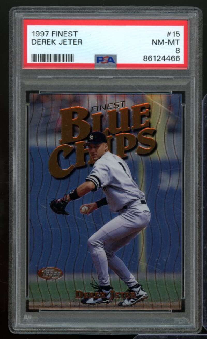 Derek Jeter Card 1997 Finest #15 PSA 8 Image 1