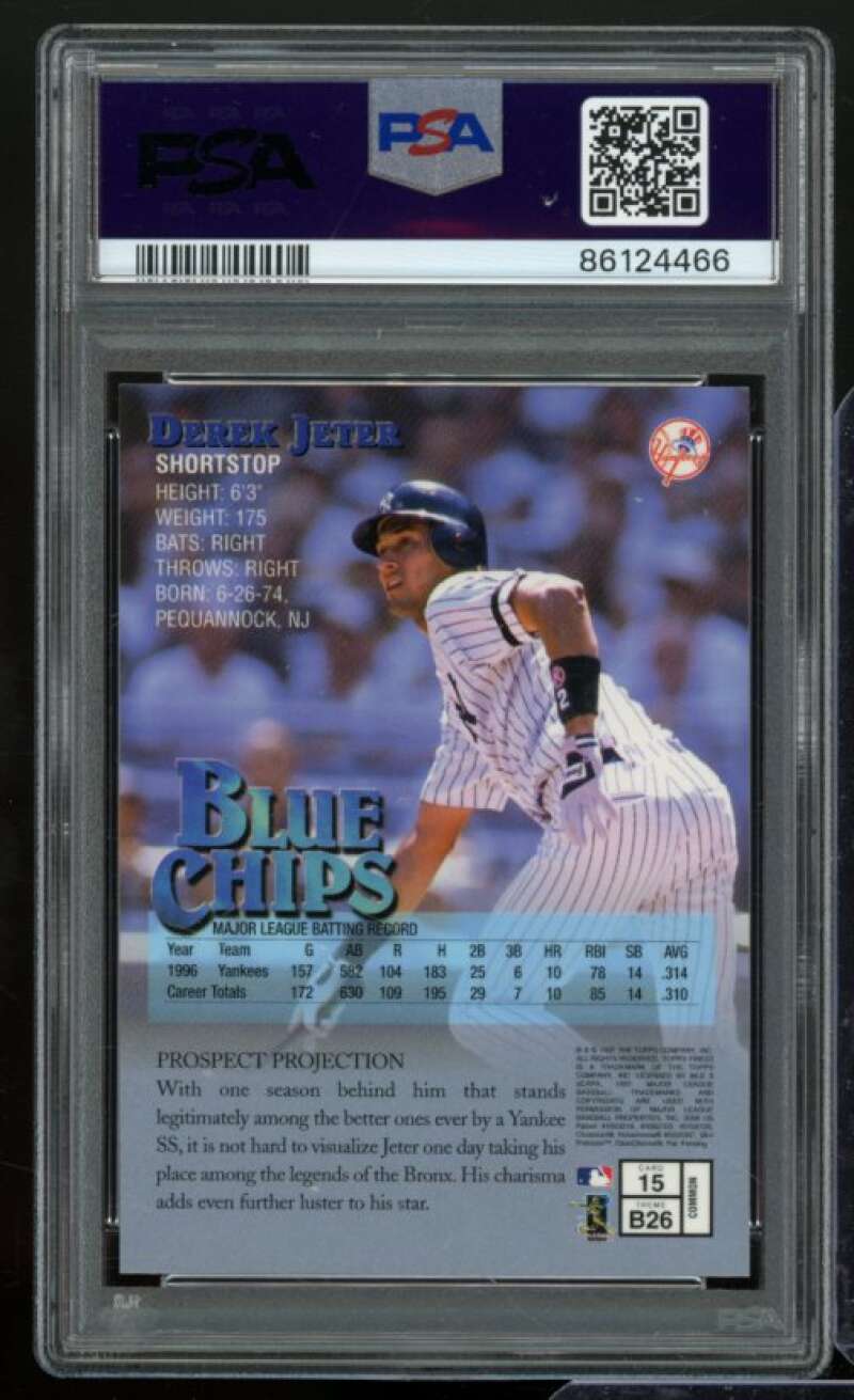 Derek Jeter Card 1997 Finest #15 PSA 8 Image 2