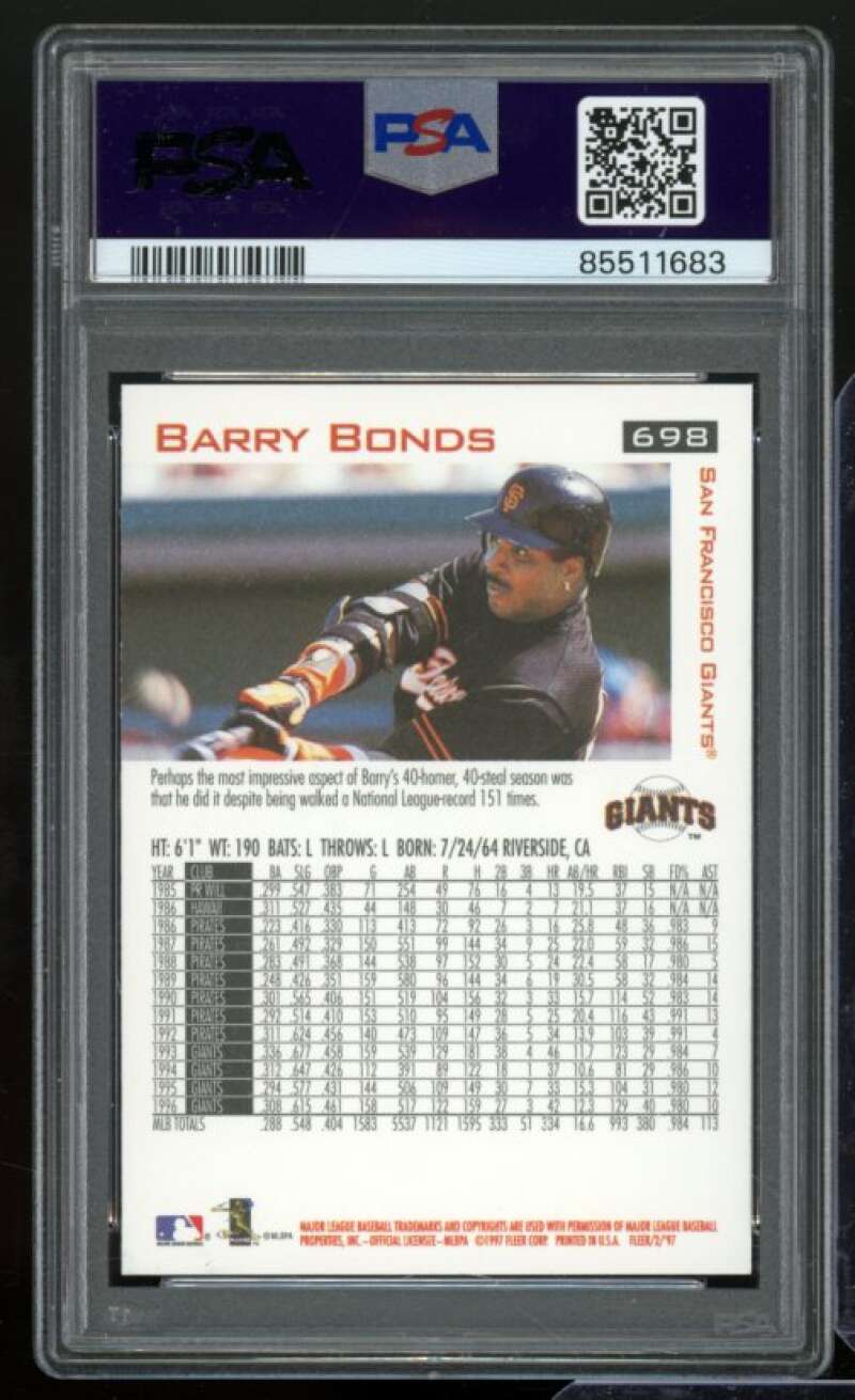 Barry Bonds Card 1997 Fleer #698 PSA 9 Image 2