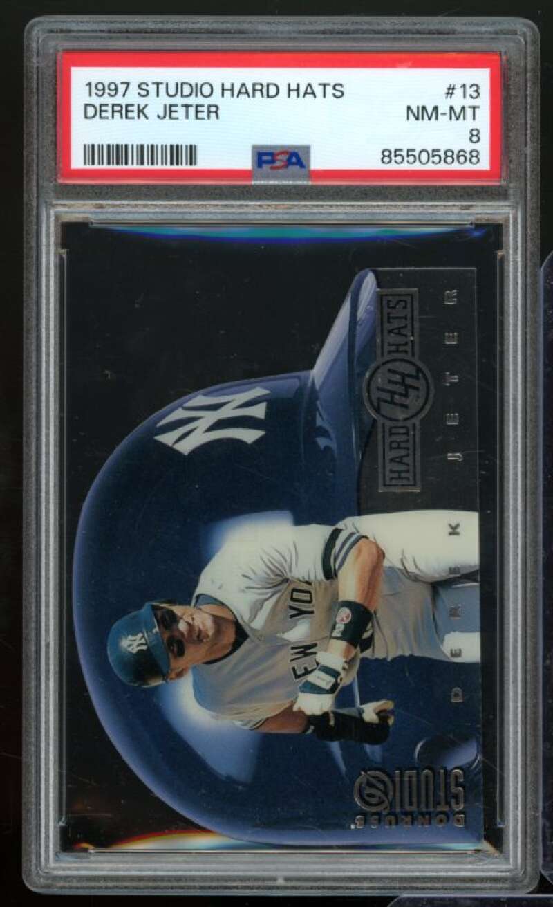 Derek Jeter Card 1997 Studio Hard Hats #13 PSA 8 Image 1