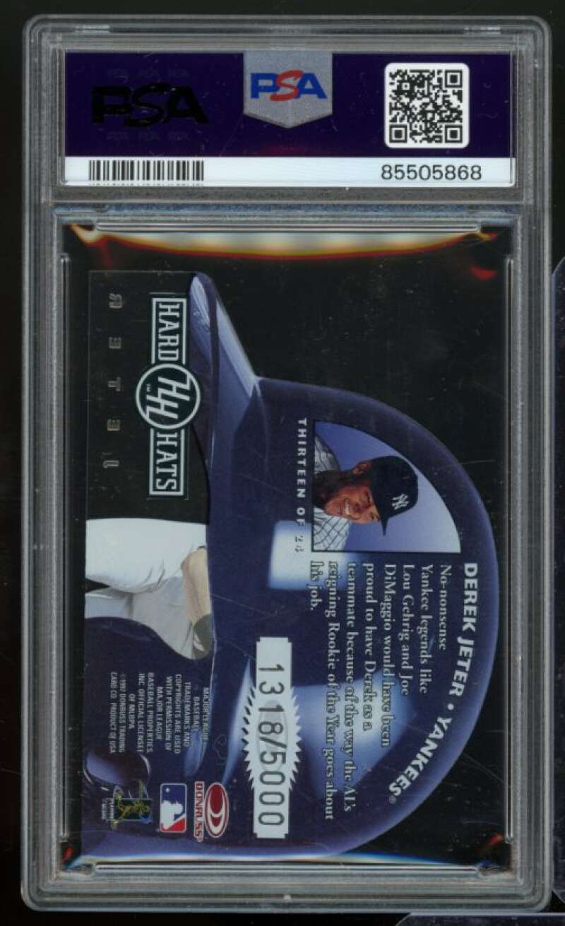 Derek Jeter Card 1997 Studio Hard Hats #13 PSA 8 Image 2