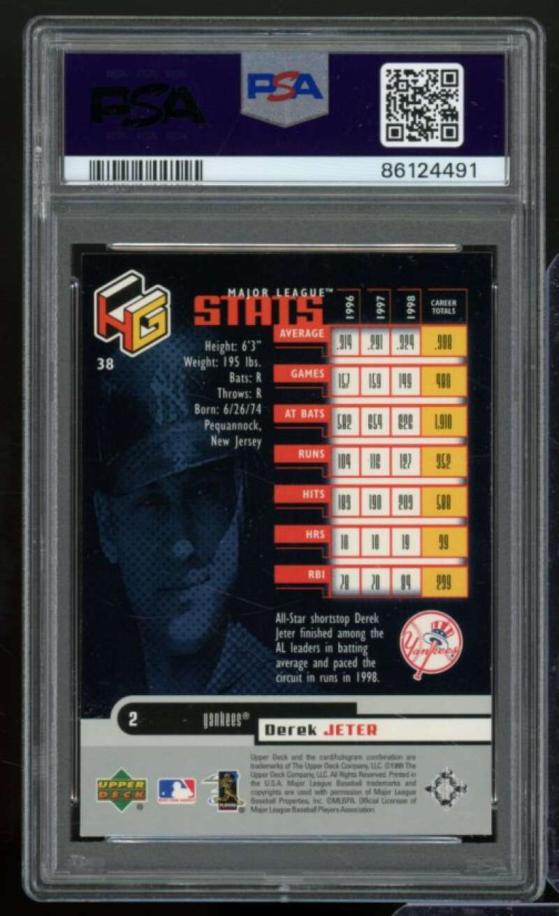 Derek Jeter Card 1999 Upper Deck HoloGrFX #38 PSA 9 Image 2