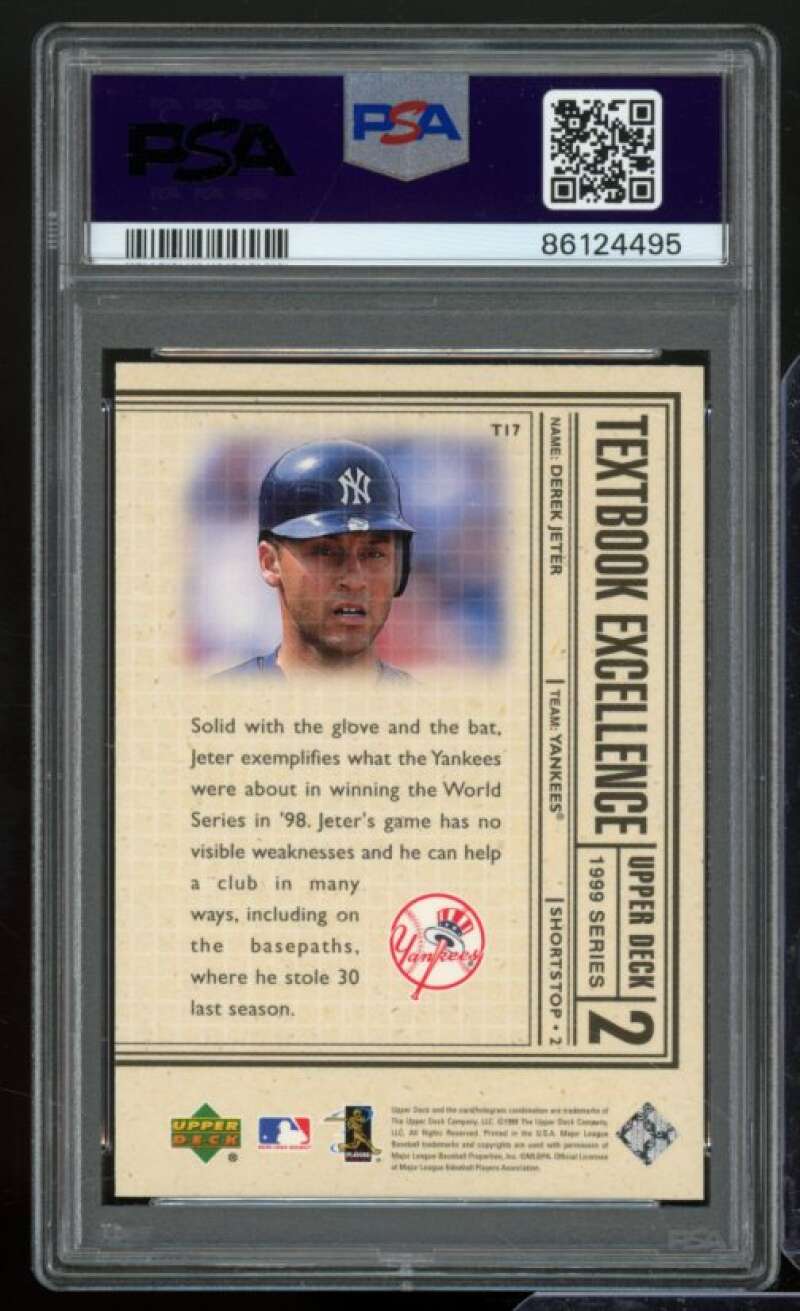 Derek Jeter Card 1999 Upper Deck Textbook Excellence #T17 PSA 8 Image 2