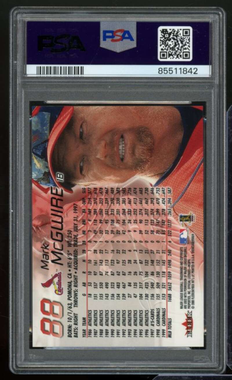 Mark McGwire Card 2000 Fleer Showcase #88 PSA 8 Image 2