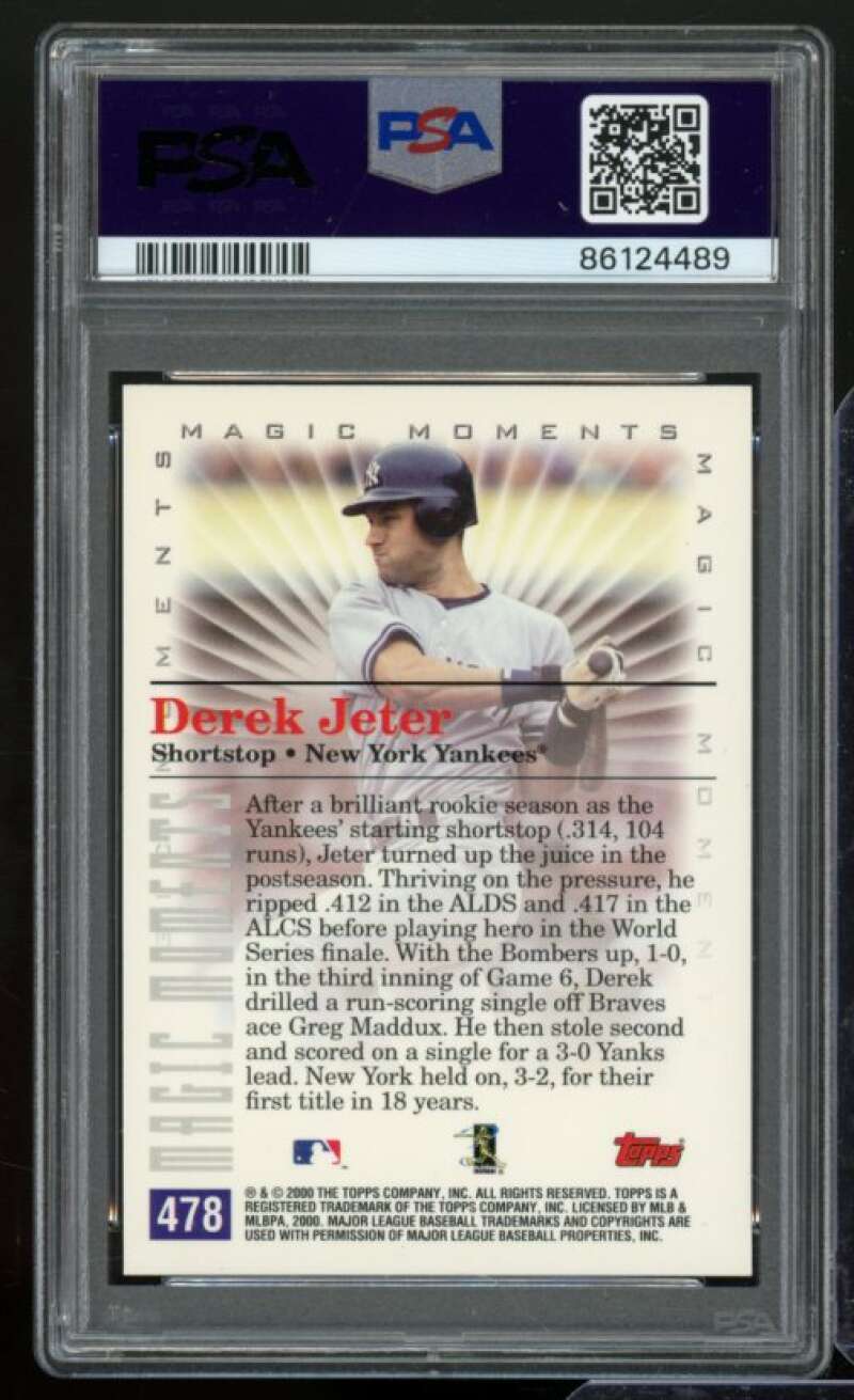 Derek Jeter Card 2000 Topps Magic Moments 1996 WS #478 PSA 9 Image 2