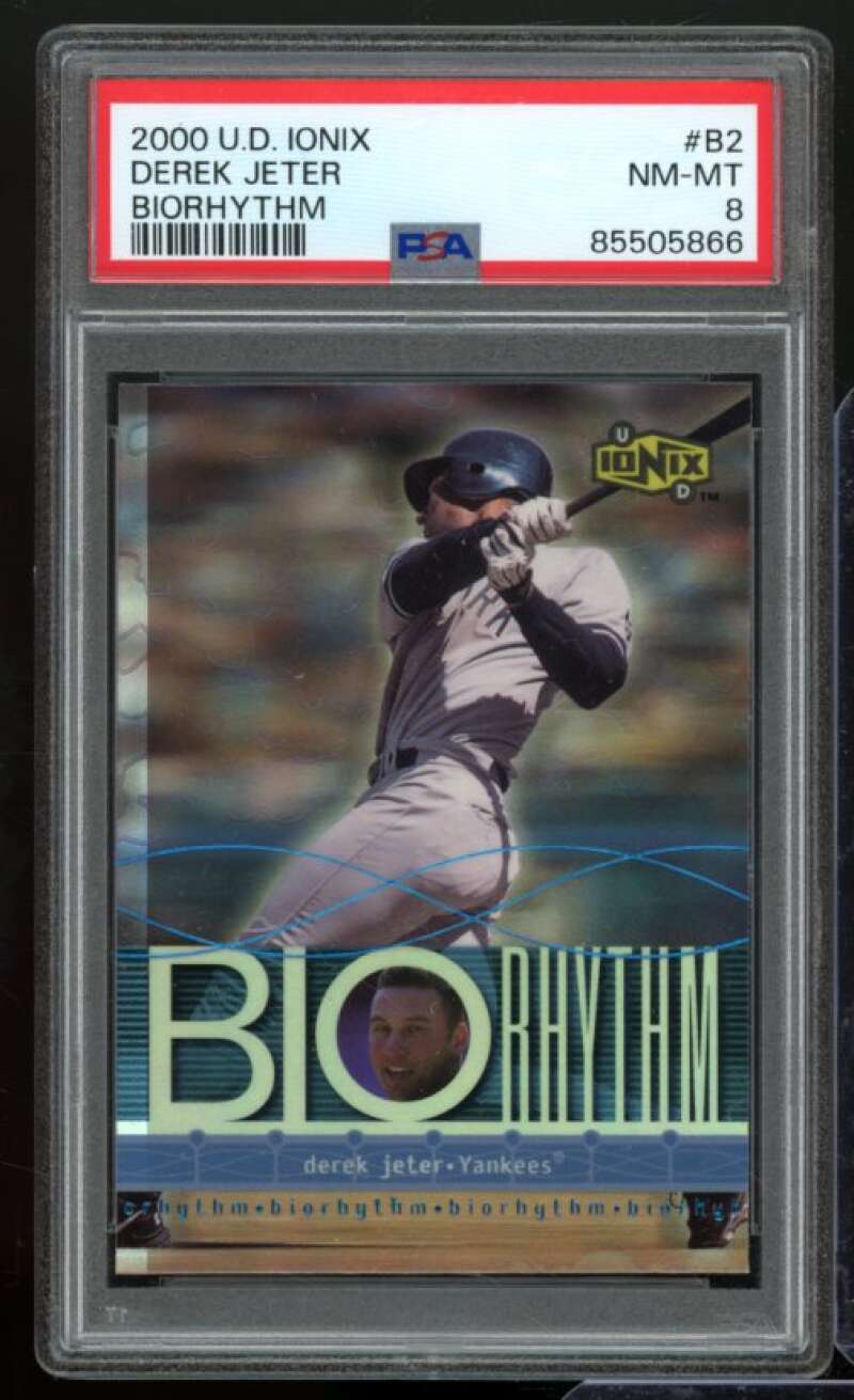 Derek Jeter Card 2000 Upper Deck Ionix Biorhythm #B2 PSA 8 Image 1