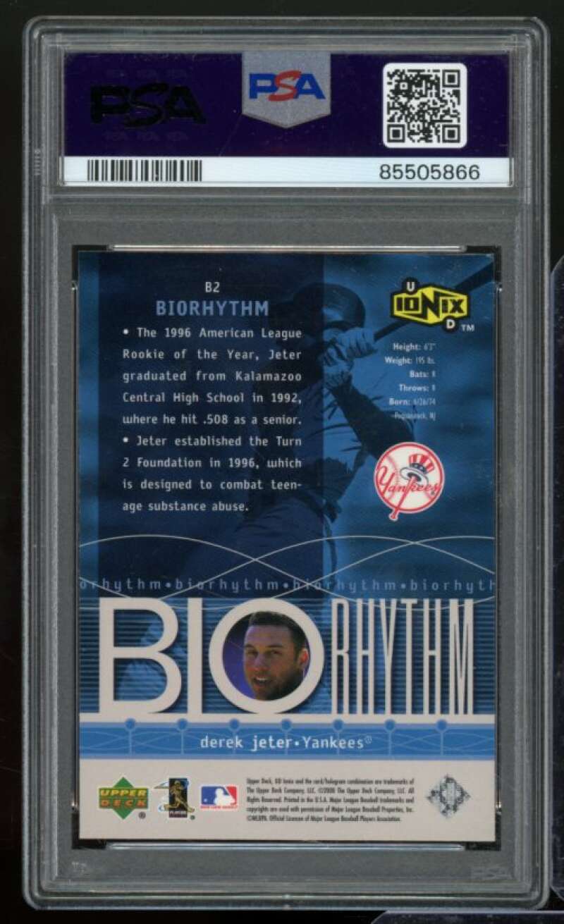 Derek Jeter Card 2000 Upper Deck Ionix Biorhythm #B2 PSA 8 Image 2