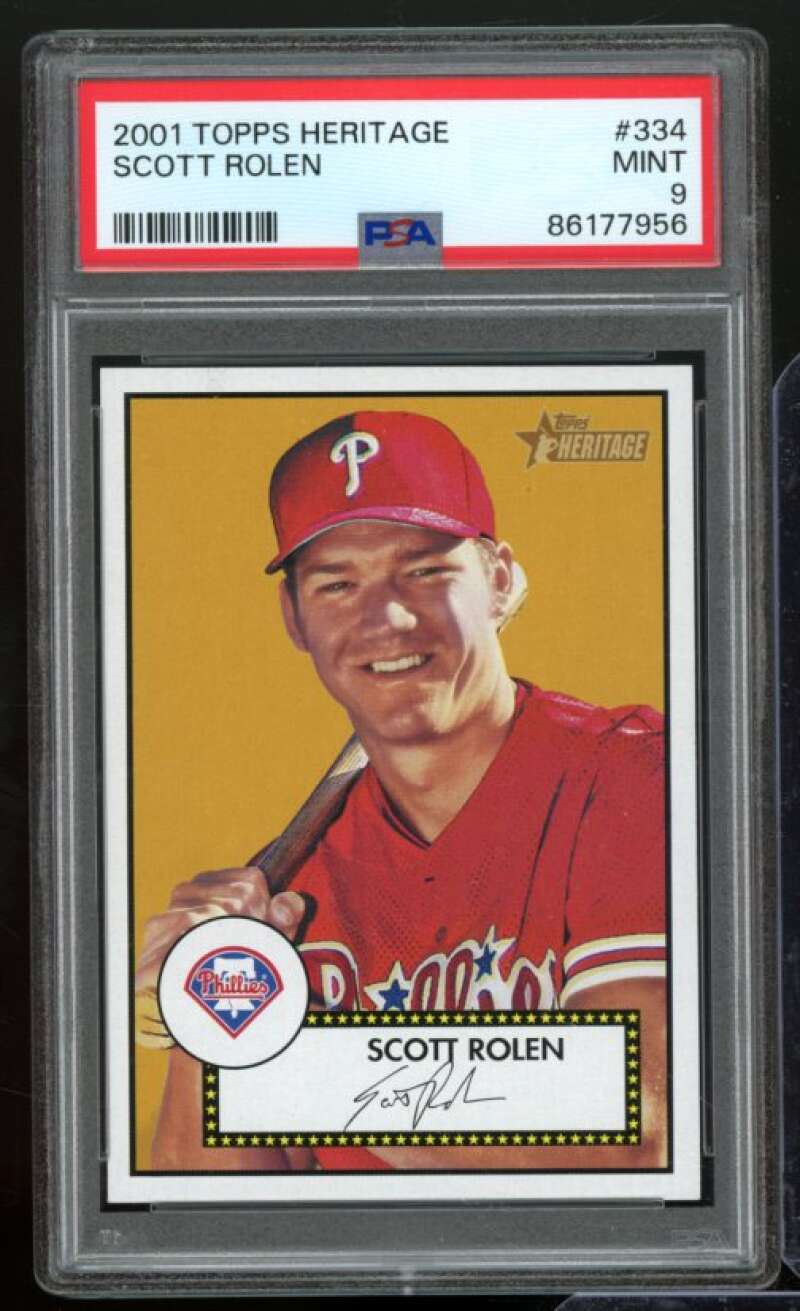 Scott Rolen Card 2001 Topps Heritage (pop 1) #334 PSA 9 Image 1