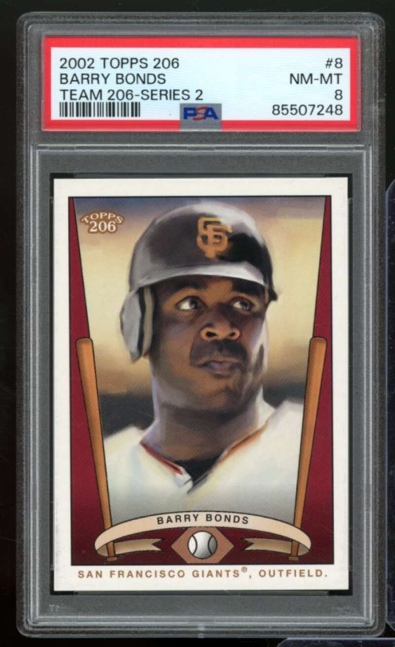 Barry Bonds Card 2002 Topps 206 Team #T206 Series 2 PSA 8 Image 1