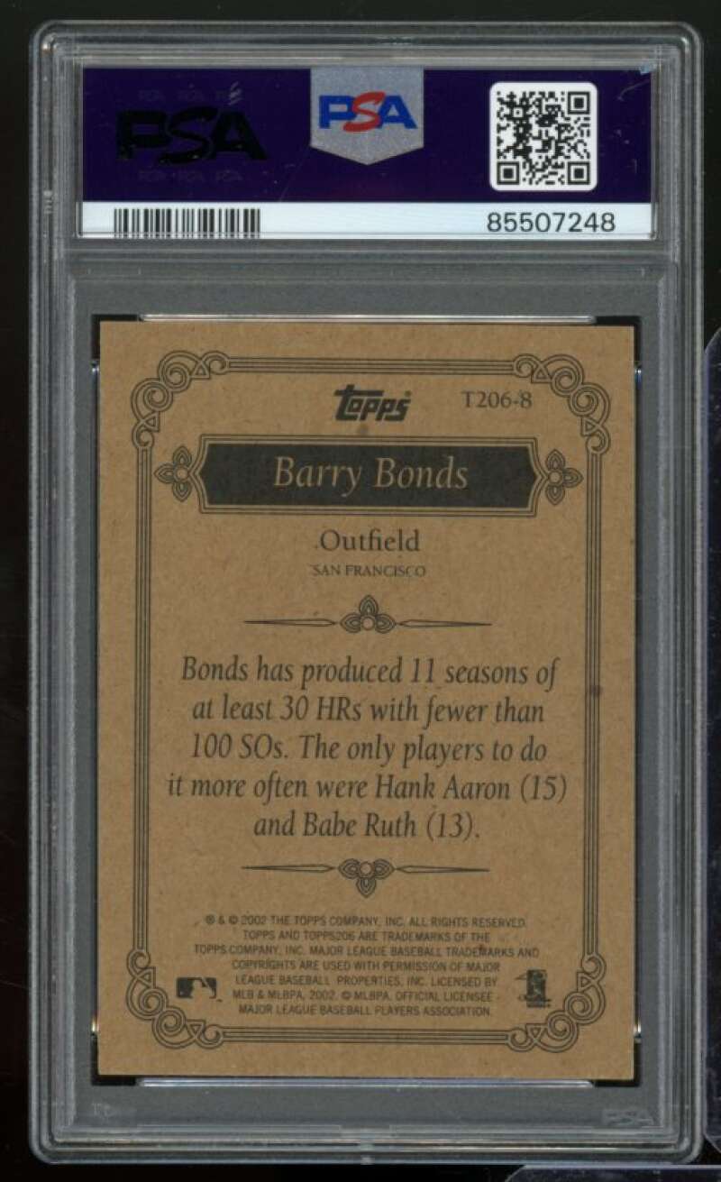 Barry Bonds Card 2002 Topps 206 Team #T206 Series 2 PSA 8 Image 2