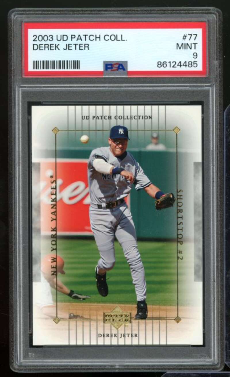 Derek Jeter Card 2003 Upper Deck Patch Collection #77 PSA 9 Image 1