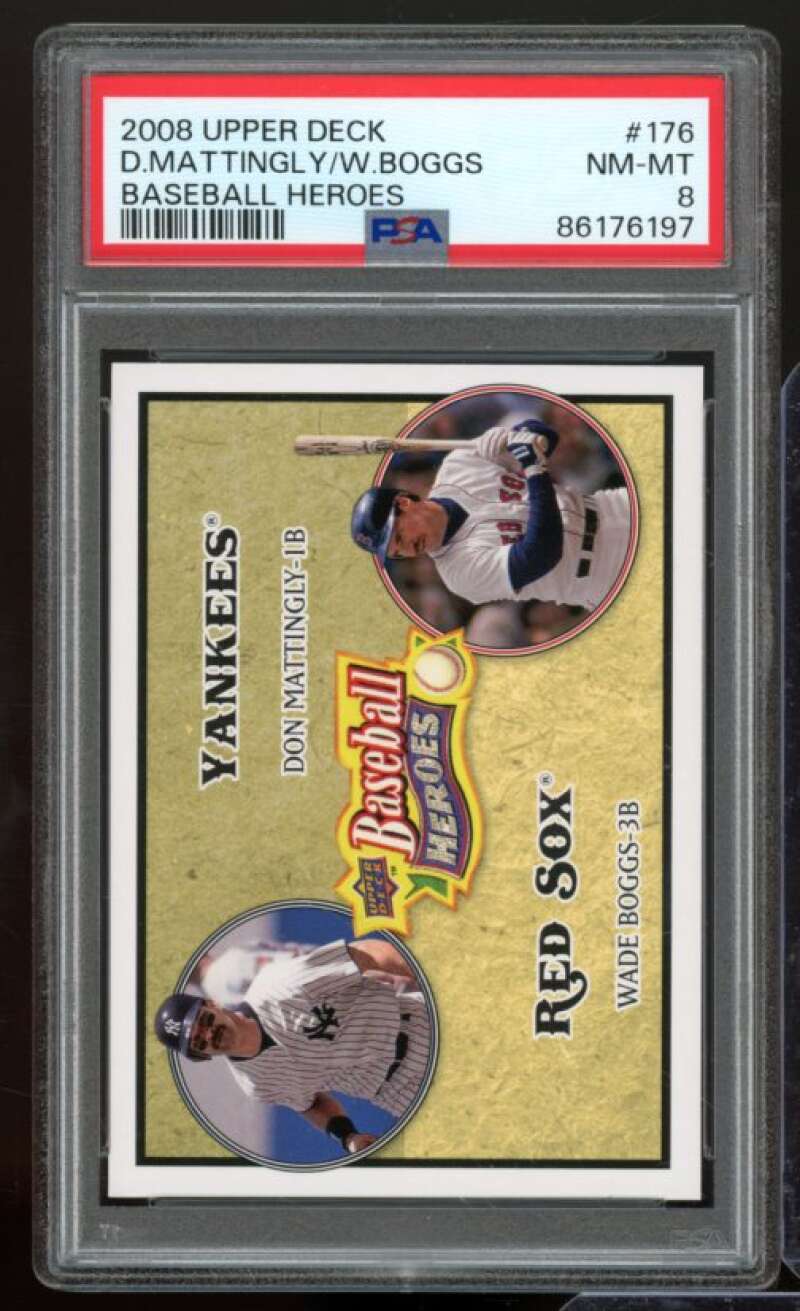 Don Mattingly / Wade Boggs Card 2008 Upper Deck Baseball heroes #176 PSA 8 Image 1