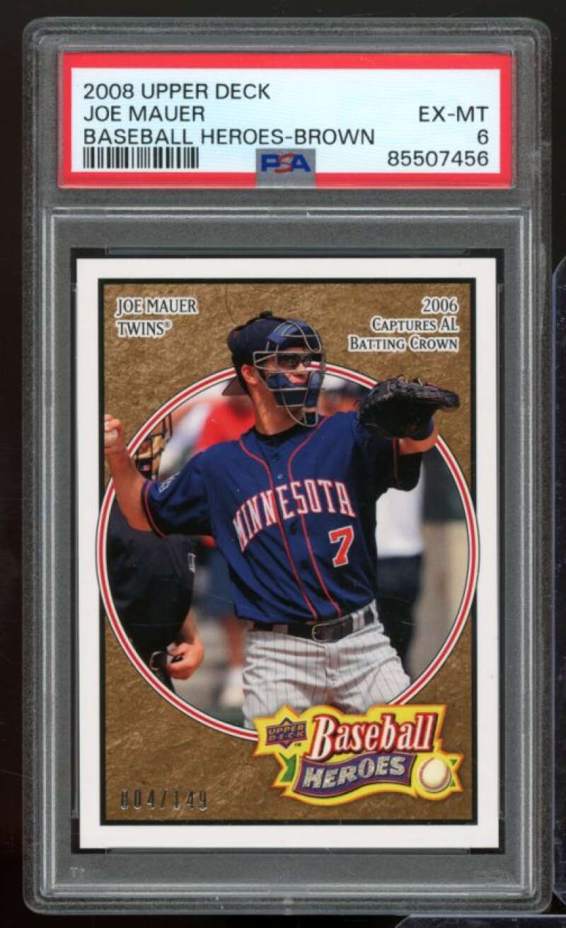 Joe Mauer Card 2008 Upper Deck Baseball Heroes #101 PSA 6 Image 1