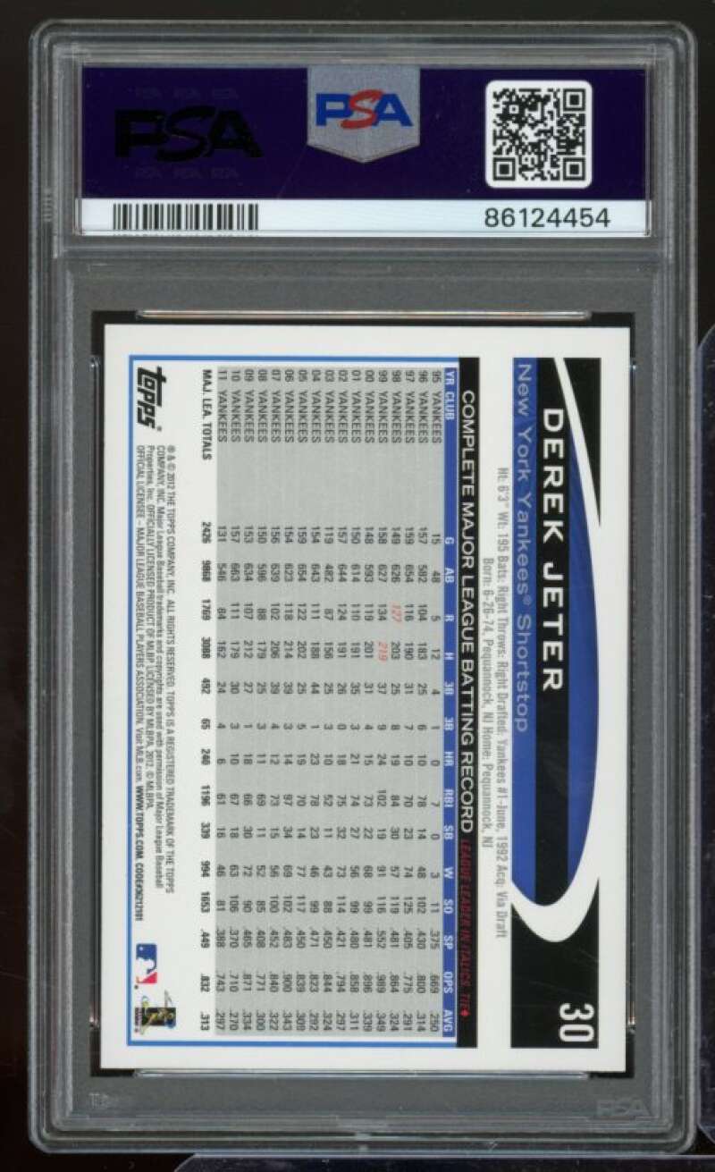 Derek Jeter Card 2012 Topps #30 PSA 9 Image 2