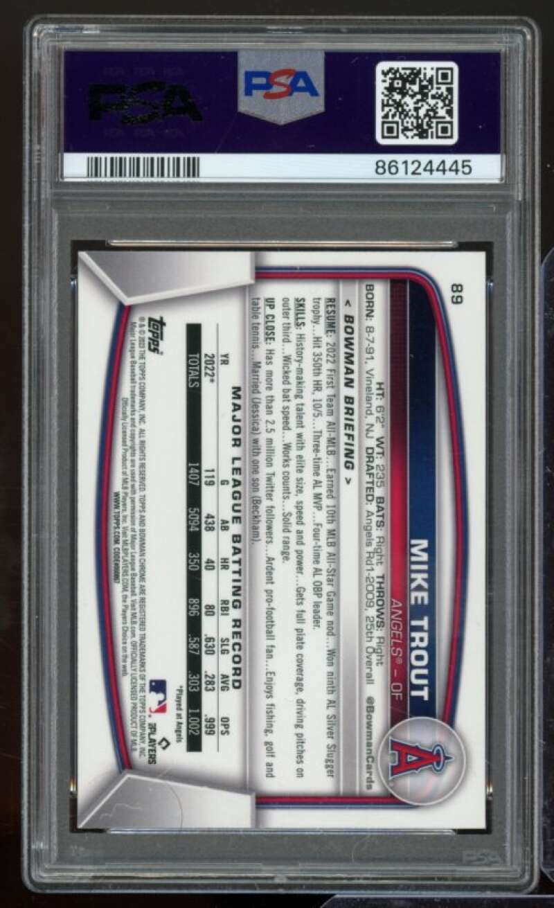 Mike Trout Card 2023 Bowman Mega Box Chrome #89 PSA 9 Image 2