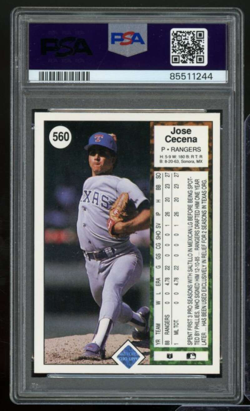 Jose Cecena Rookie Card 1989 Upper Deck #560 PSA 6 Image 2