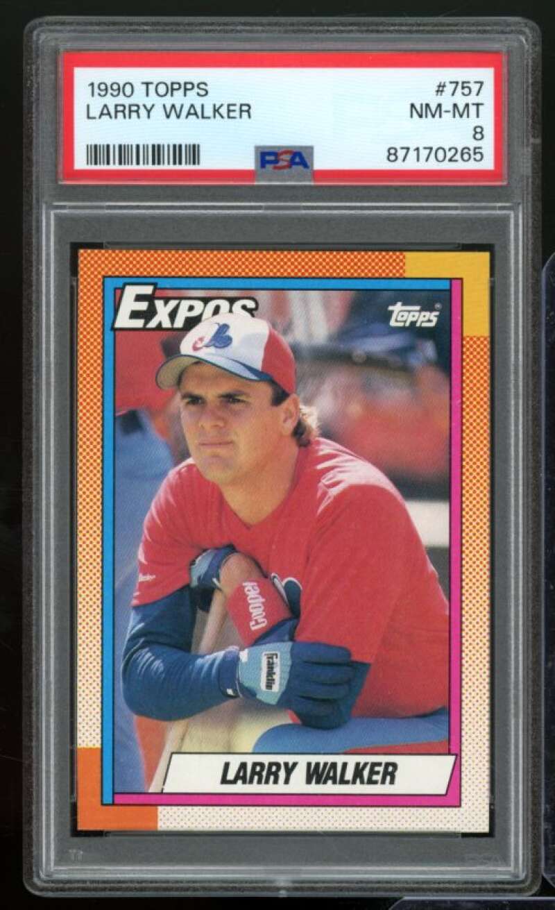 Larry Walker Rookie Card 1990 Topps #757 PSA 8 Image 1