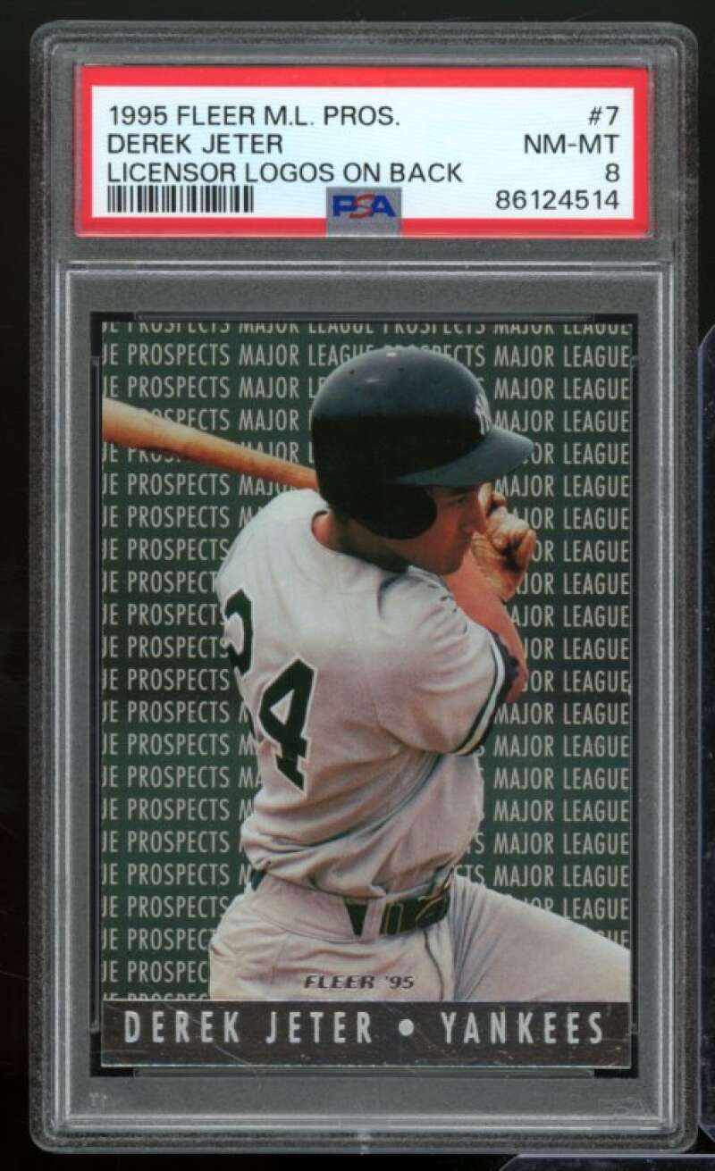 Derek Jeter Card 1995 Fleer M.L. Prospects #7 PSA 8 Image 1