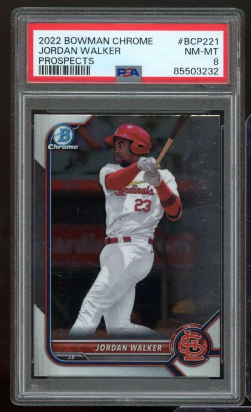 Jordan Walker Rookie Card 2022 Bowman Chrome Prospects #bcp221 PSA 8 Image 1