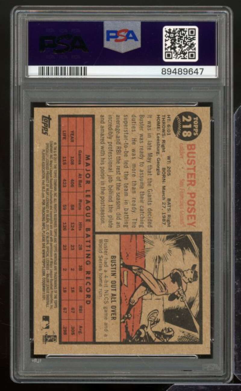 Buster Posey 2011 Topps Heritage #218 PSA 8.5 Image 2