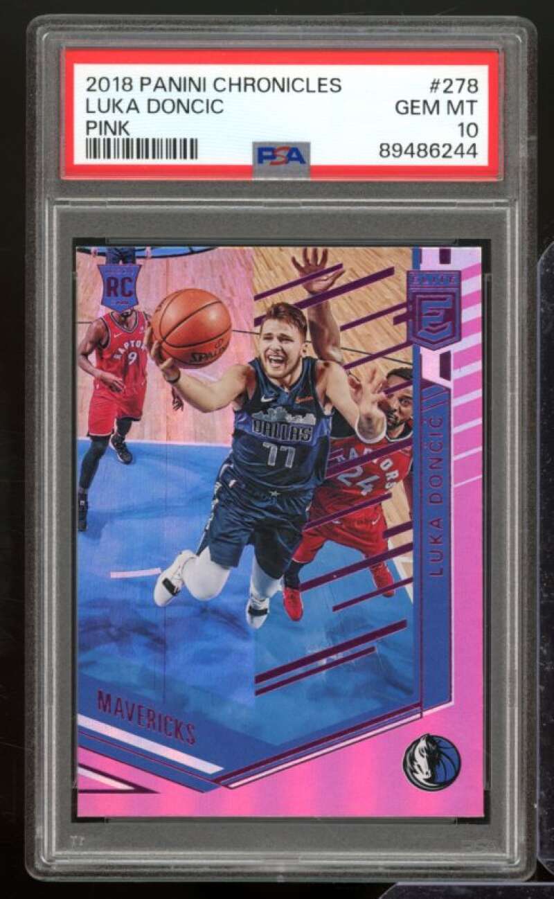 Luka Doncic Rookie Card 2018-19 Panini Chronicles Pink #278 PSA 10 Image 1