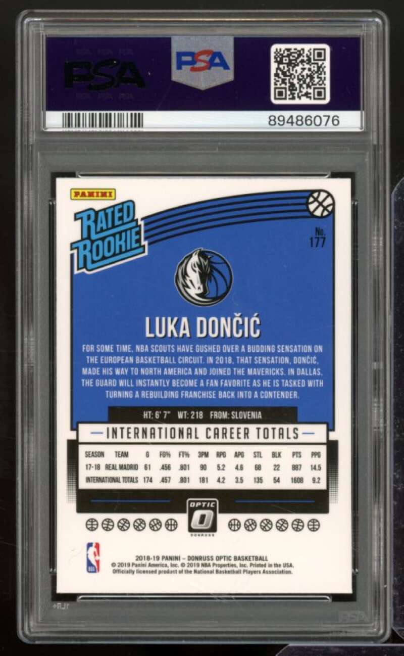 Luka Doncic Rookie Card 2018-19 Panini Donruss Optic #177 PSA 10 Image 2