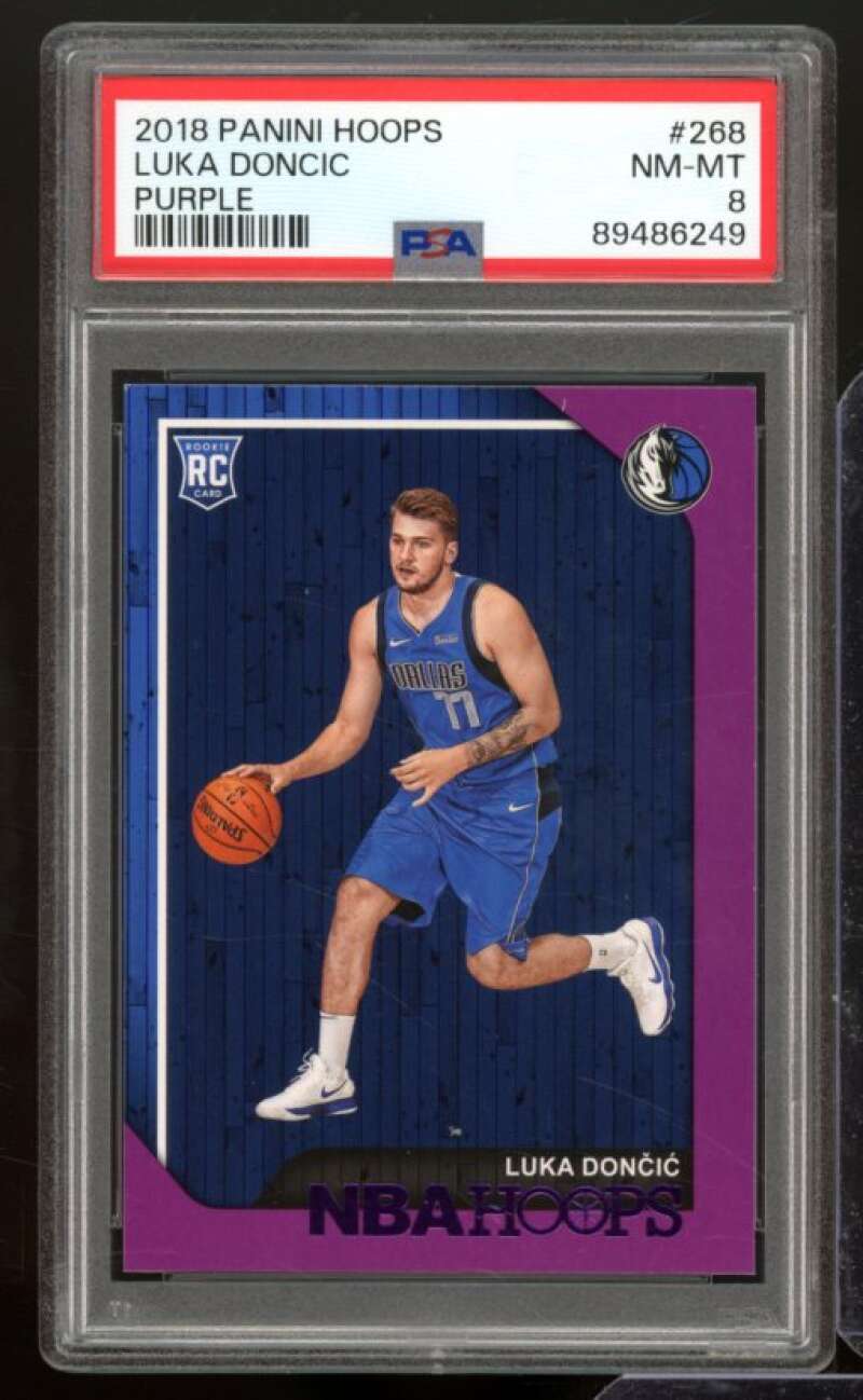 Luka Doncic Rookie Card 2018-19 Panini Hoops Purple #268 PSA 8 Image 1