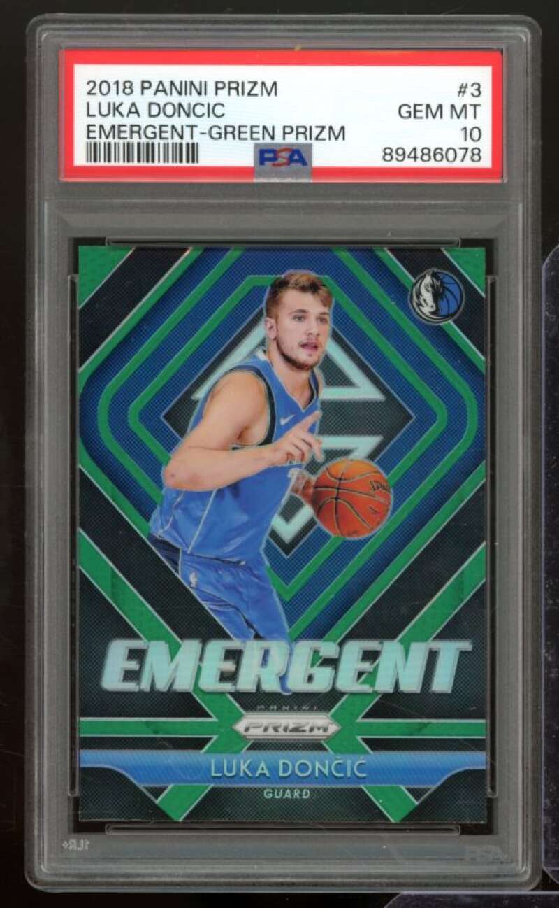 Luka Doncic Rookie Card 2018-19 Panini Prizm Emergent Green Prizm #3 PSA 10 Image 1