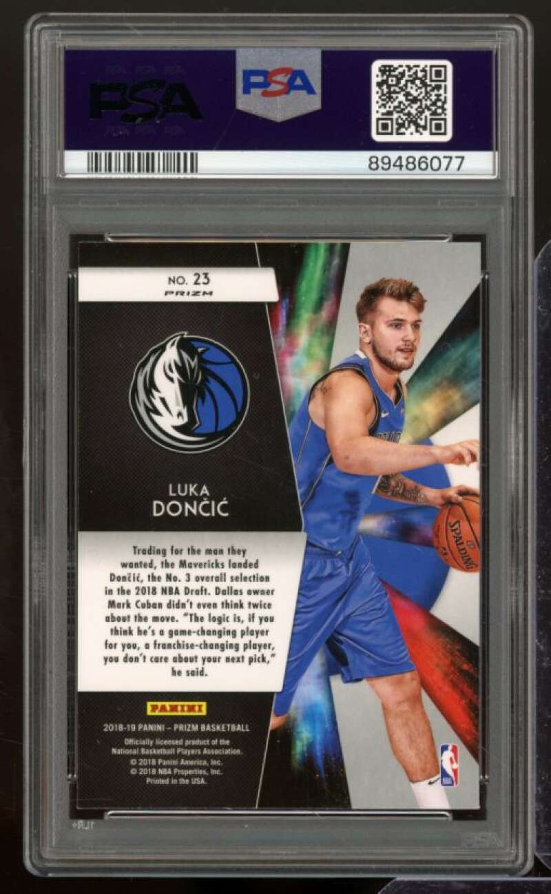 Luka Doncic Rookie 2018-19 Panini Prizm Freshman Phenoms Green Prizm #23 PSA 10 Image 2