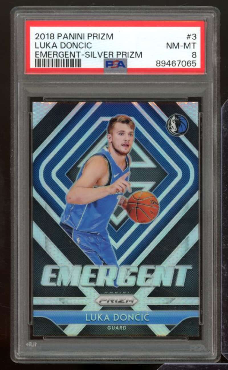 Luka Doncic Rookie Card 2018-19 Panini Prizm Emergent Silver #3 PSA 8 Image 1