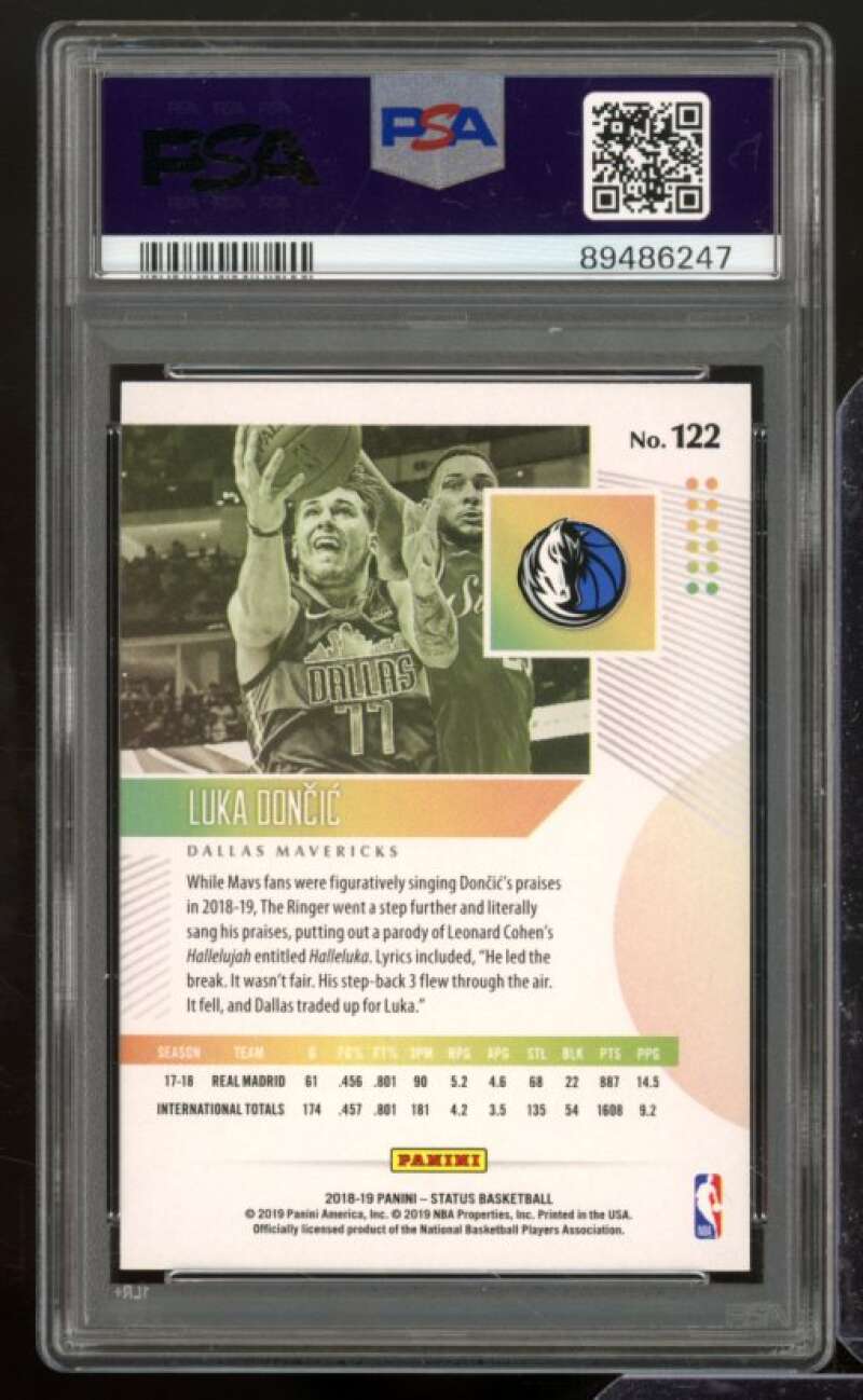 Luka Doncic Rookie Card 2018-19 Panini Status #122 PSA 10 Image 2