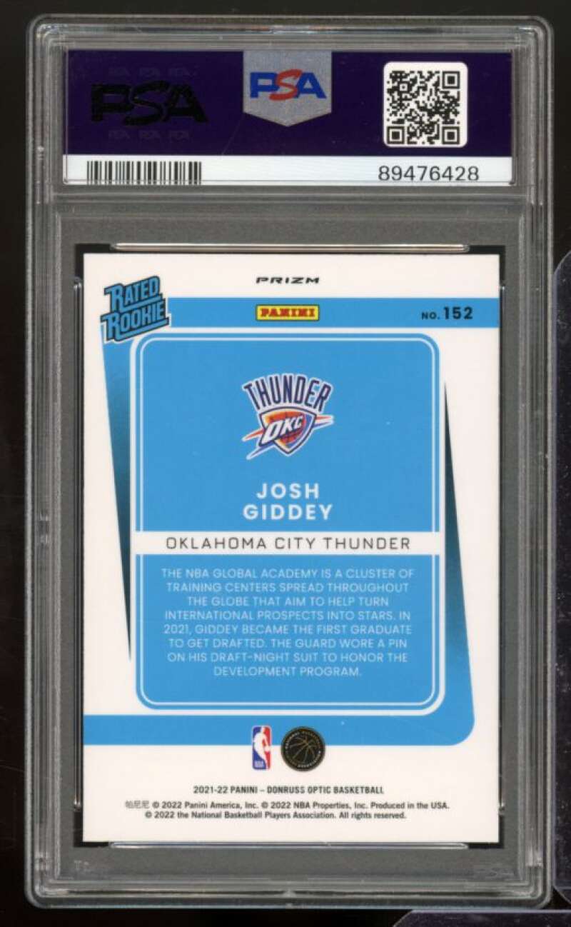 Josh Giddey Card 2021-22 Donruss Optic #152 PSA 10 Image 2