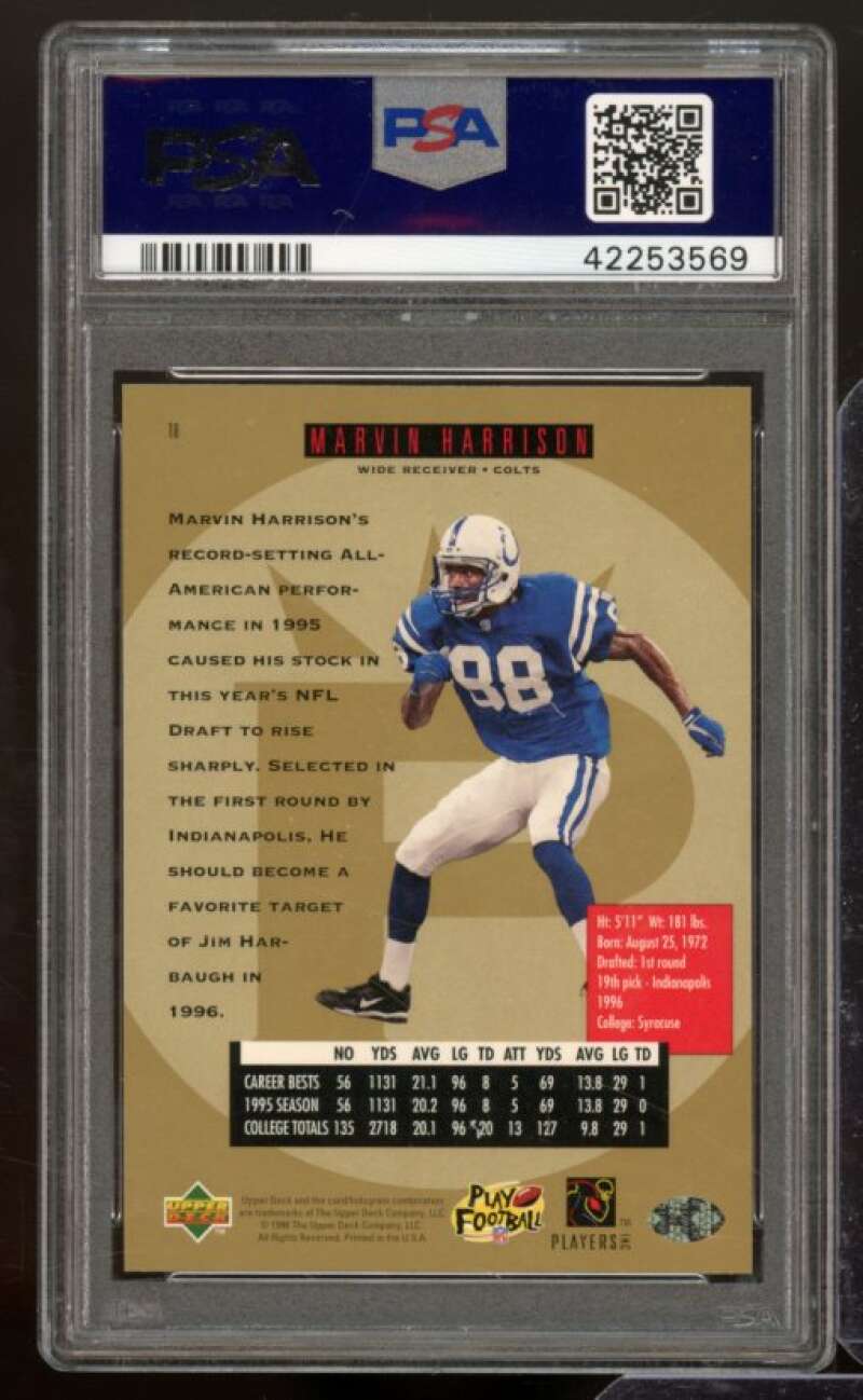 Marvin Harrison Rookie Card 1996 SP #18 PSA 9 Image 2