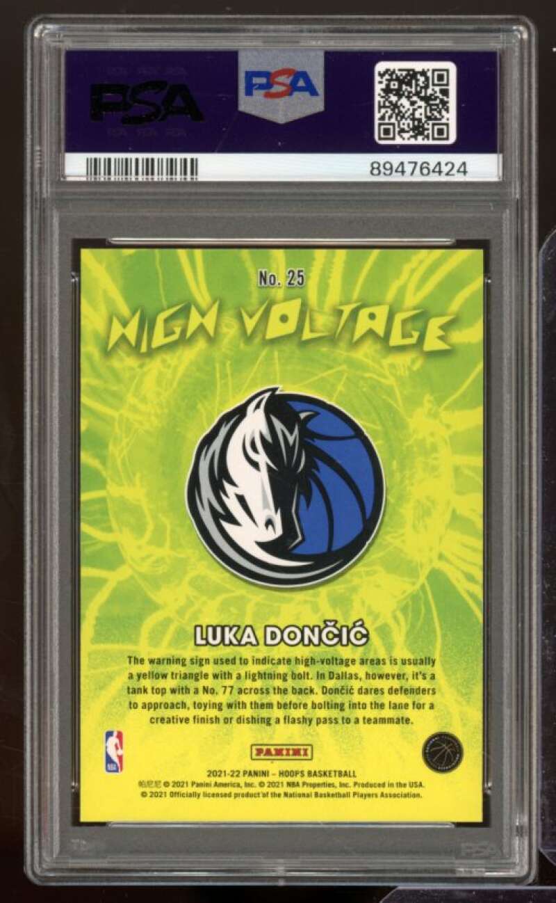 Luka Doncic Card 2021-22 Panini Hoops High Voltage #25 PSA 10 Image 2