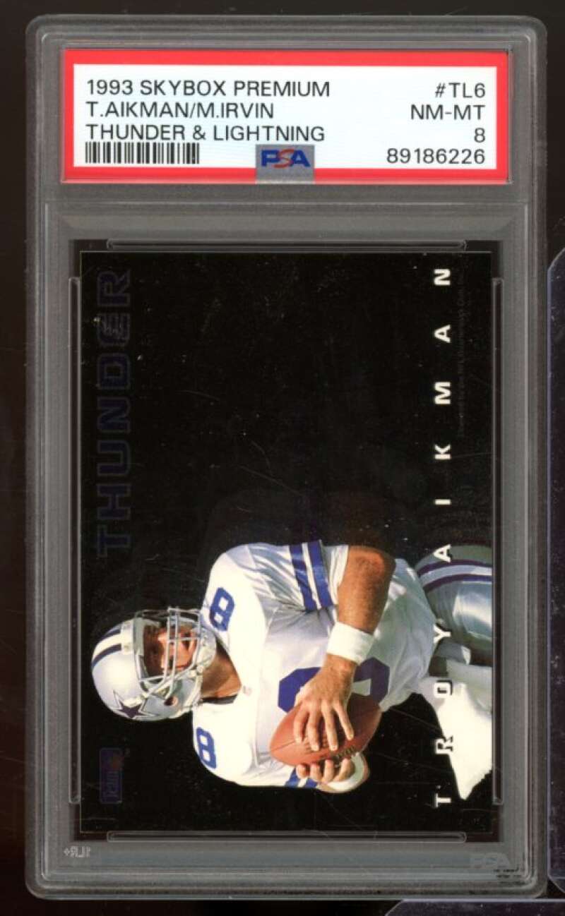 Troy Aikman / Michael Irvin Card 1993 SkyBox Premium (pop 3) #TL6 PSA 8 Image 1