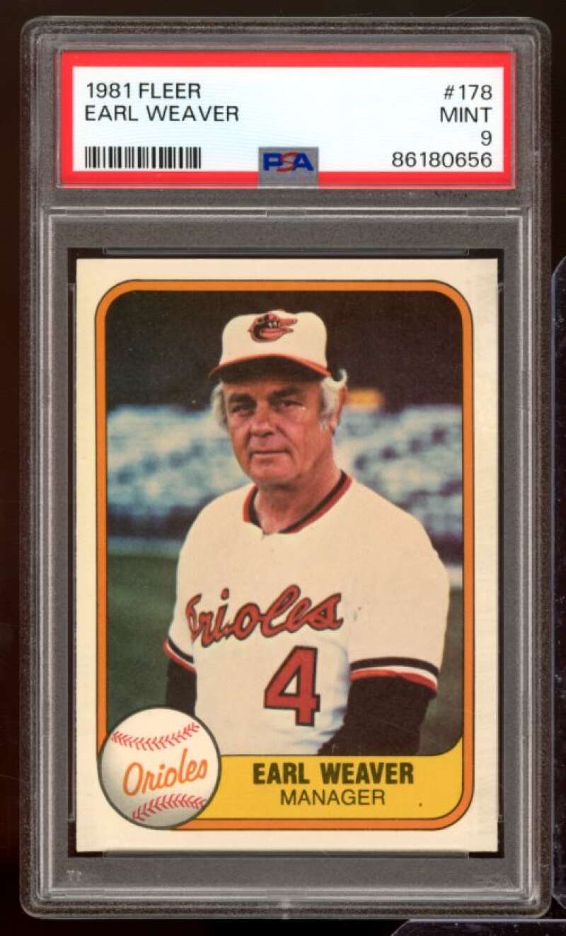 Earl Weaver Card 1981 Fleer #178 PSA 9 Image 1