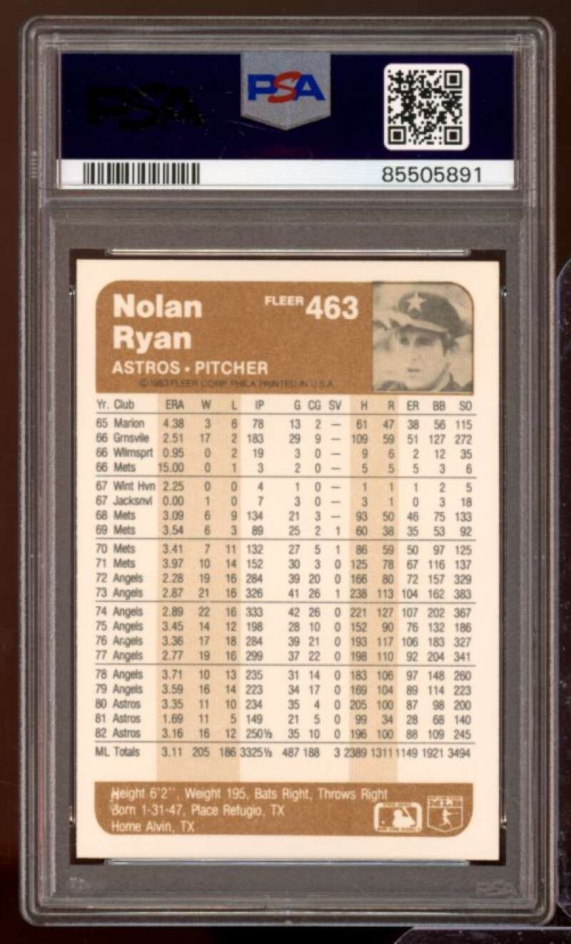 Nolan Ryan Card 1983 Fleer #463 PSA 8 Image 2