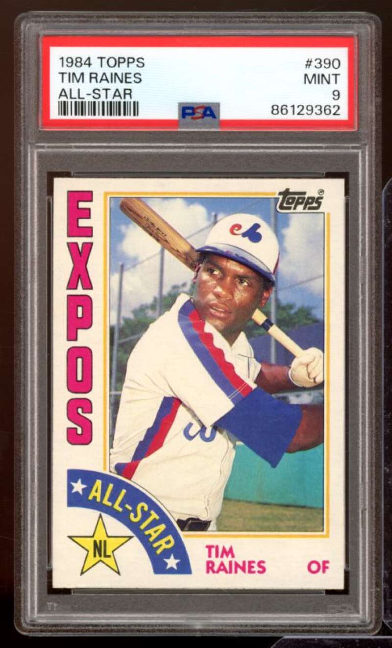 Tim Raines Card 1984 Topps #390 PSA 9 Image 1