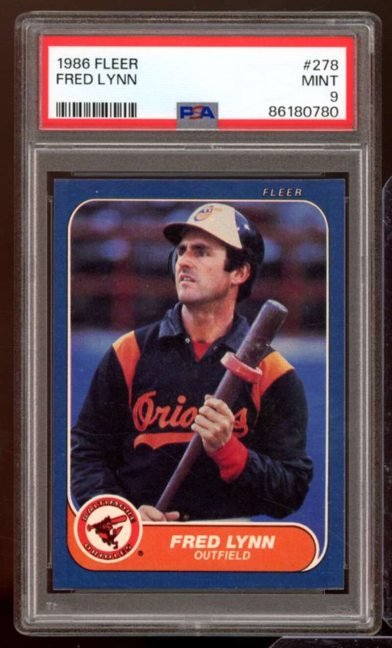 Fred Lynn Card 1986 Fleer (pop 3) #278 PSA 9 Image 1