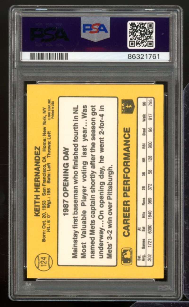 Keith Hernandez Card 1987 Donruss #124 PSA 9 Image 2