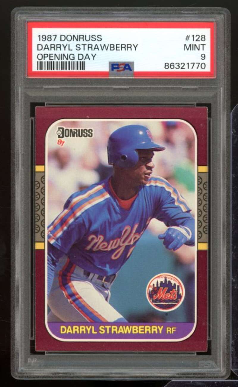 Darryl Strawberry Card 1987 Donruss Opening Day #128 PSA 9 Image 1