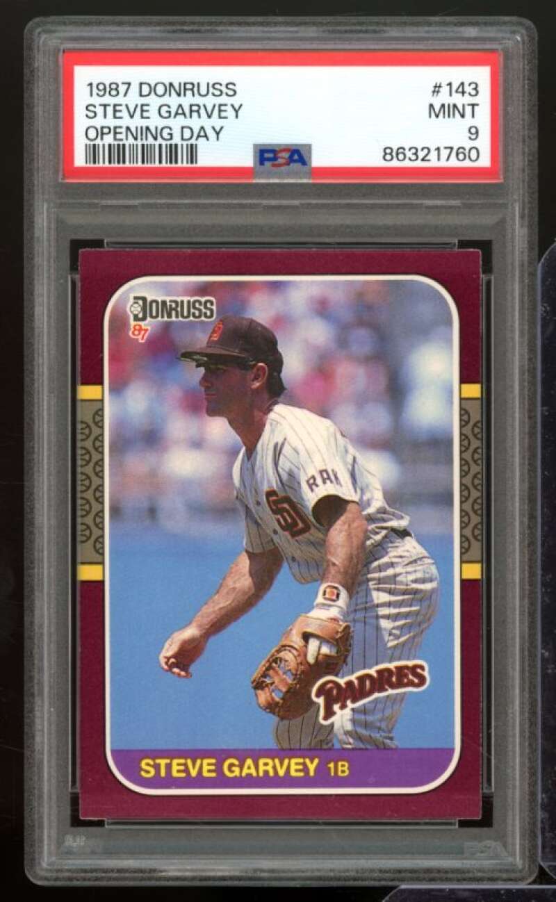 Steve Garvey Card 1987 Donruss Opening Day #143 PSA 9 Image 1