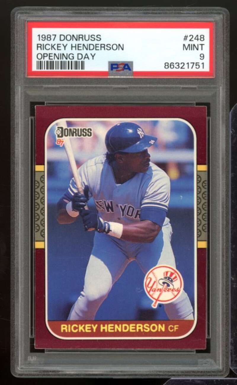 Rickey Henderson Card 1987 Donruss Opening Day #248 PSA 9 Image 1