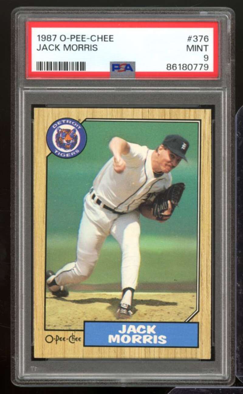 Jack Morris Card 1987 O-Pee-Chee #376 PSA 9 Image 1