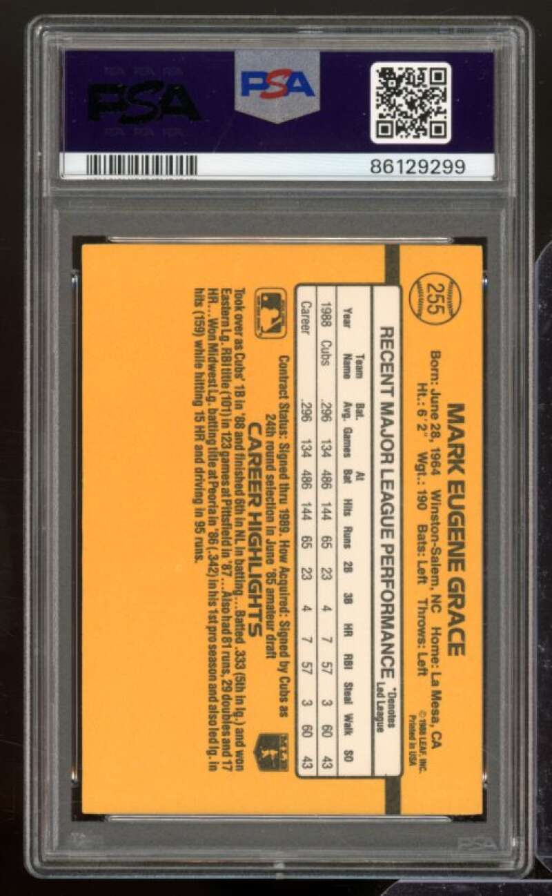 Mark Grace Card 1989 Donruss #255 PSA 6 Image 2