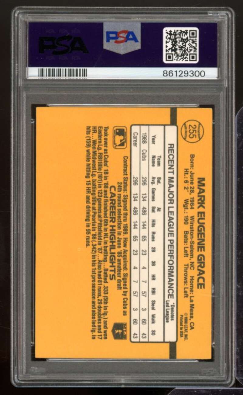 Mark Grace Card 1989 Donruss #255 PSA 8 Image 2