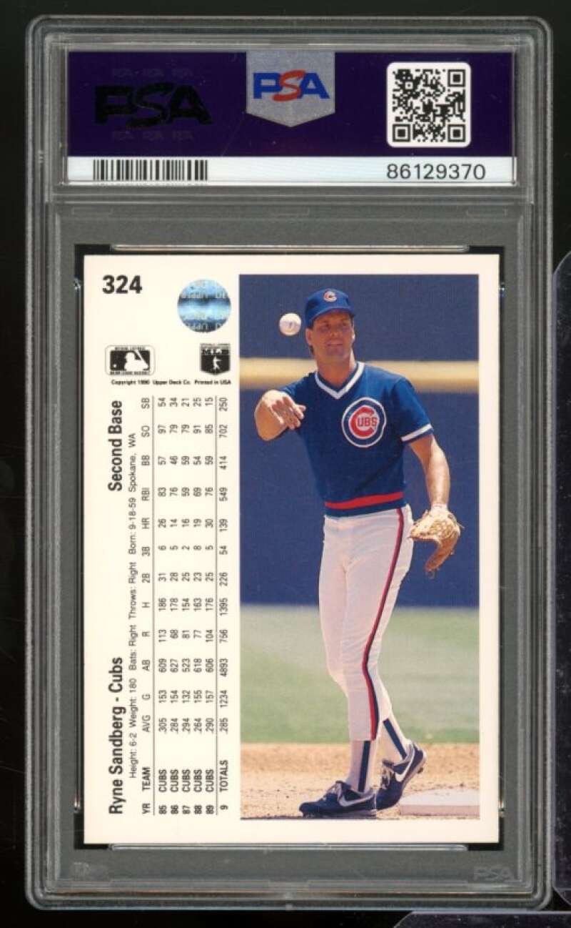 Ryne Sandberg Card 1990 Upper Deck #324 PSA 9 Image 2