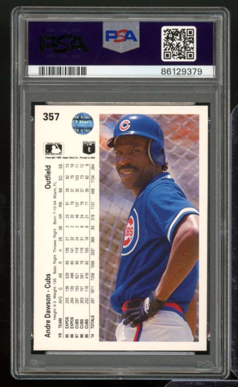 Andre Dawson Card 1990 Upper Deck #357 PSA 6 Image 2