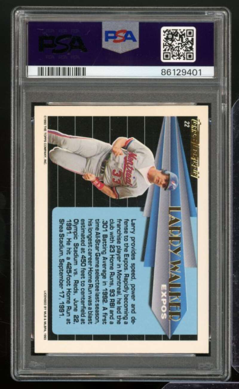 Larry Walker Card 1993 Topps Black Gold #22 PSA 8 Image 2